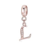 925 Sterling Silber Rose Gold Perlen Alphabet Charms Buchstabe L Charm Jahrestag Charm Wörter Charm für Pandora Charms Armband (L)