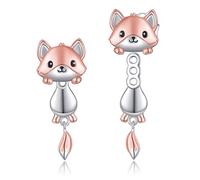 925 Sterling Silber Salamander Fuchs Split Ohrringe Niedliche Tier Damen Ohrringe Geburtstagsgeschenk, Sterling Silber, Kein Edelstein