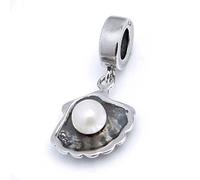 925 Sterling Silber Sea Shell Anhänger mit Frisch Wasser Zuchtperlen Pearl European Bead Charm