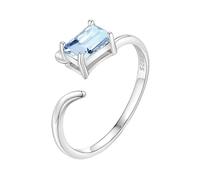 925 Sterling Silber Smaragdschliff Ring Für Frauen Löffel Offene Ringe Natürlicher Edelstein Stapelring Wickelband Verlobungsversprechen Ehering Geschenk Mit Box Topas
