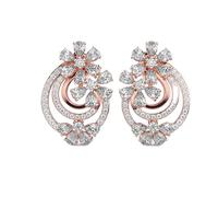 925 Sterling Silber Splendid Bunch Ohrringe | Roségold-Beschichtung | Anzahl der Steine: 90 | Edelsteingröße: 0,01-0,10 mm | Gewicht: 1,63 Karat | Form: Rund & Birne | 4,556 Gramm || R_00024
