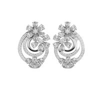925 Sterling Silber Splendid Bunch Ohrringe | Versilberung | Anzahl Steine: 90 | Edelsteingröße: 0,01-0,10 mm | Gewicht: 1,63 Karat | Form: Rund & Birne | 4,556 Gramm || W_00024