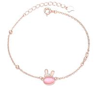 925 Sterling Silber süßes Kaninchen Armband für Damen Mädchen Häschen niedliches Tier Anhänger Armband Roségold Kette Opal Kristall Armbänder Schmuck Geschenke für Teenager Mädchen Tochter Frauen
