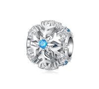 925 Sterling Silber Weihnachts-Schneeflocke Charm-Perle in Blau für Pandora Armband