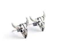 925 Sterling Silber Ziege Schädel Ohrstecker Kreative Stier Skelett Ohrringe Punk Edlen Schmuck