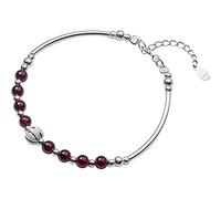 925 Sterlingsilber Armkette,925 Sterling Silber Rot Runde Granat Glänzend Frosted Bead Charm Mode Exquisite Armreif Einstellbare Lucky Knöchel Armband Für Männer Frauen Ewigkeit Schmuck Geschenk