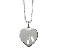 925er Silber Anhänger Herz mit 2 augestanzten Füßchen+ Halskette mit SOFORTGRAVUR + VORSCHAU: Gravur auf der Vorderseite : 1 Vorname oder 2 Buchstaben inklusive