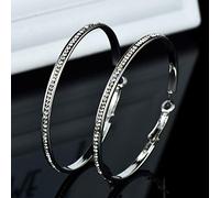 925er Silber Ohrringe Damen, Einreihig Voll Diamant Creolen Ohrclips Europäischen Stil Runden Einfachen Ohrhaken Für Liebhaber, Party Geschenk Hypoallergen Blei Kostenlose Ohrstecker Schmuck Zubeh