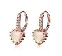 925er Silber Ohrringe Damen, Europäische Art Große Einfache Weiße Opal Ohrclips Herzform Charme Einzigartige Roségold Ohrhaken, Party Geschenk Hypoallergenic Pierced Ear Bone Stud Schmuck Zubehör