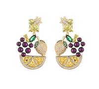 925er Silber Ohrringe Damen, Europäische Frucht Zirkon Zitrone Traube Ohrclips Weibliche Fee Temperament Bunte Ohrnadel, Party Geschenk Hypoallergen Blei Kostenlose Ohrstecker Schmuck Zubehör Zubeh