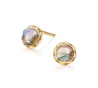 925er Silber Ohrringe Damen, Natürliche Afrikanische Labradorit Runde Ohrclips Simple Style Plated Gold Ohrlinie Geschenk Zum Muttertag, Ungewöhnliche Mädchen Ohrstecker Hypoallergenen Schmuck Zub
