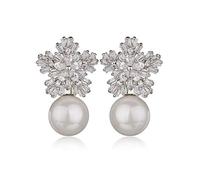 925er Silber Ohrringe Damen, Weiße Perle Zirkon Nadel Ohr Nadel Schneeflocke Form Kristall Charm Mode Ohrlinie, Party Geschenk Hypoallergen Blei Kostenlose Ohrstecker Schmuck Zubehör Zubehör