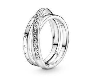 925er Silberring für Damen, dreifach gekreuzt 52mm