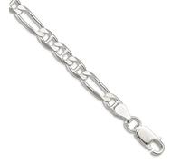 925er Sterlingsilber, massiv, poliert, 5,5 mm, Figaro, nautisches Schiff, Mariner, Ankerkette, Armband, Karabinerverschluss, Gliederarmband für Damen und Herren, 23 centimeters, Metall Silber