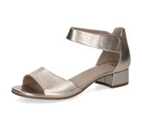 Caprice Damen Sandalen mit Absatz aus Leder, Riemchen, Metallisch (Platin Metal.) Größe 38,5 EU