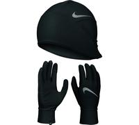 9385/19 Nike M Fleece Hat and Glove 082 BLACK/BLACK/SILVER L/XL 082 BLACK/BLACK/SILVER