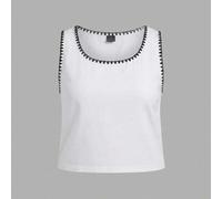 95% Baumwolle Damen Lässiges weites U-Ausschnitt Loose Crop Tank Top mit schwarzem Zackenmuster - Ganzjährige Layering & Lässige Homewear, Retro Vinta