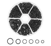 970Stück Binderinge Klein, Jump Rings Binderinge Schlüsselring Klein, Schlüsselring Schwarz Binderinge Spaltring Aufhängen an Zarten Halsketten Ohrringen Schmuckherstellung(4/5/6/7/8/10mm) (Schwarz)