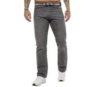 989Zé ENZO Herren-Denim-Jeans, normale Passform, gerades Bein, 5 Taschen, inklusive kostenlosem Gürtel, Blau, Schwarz, Grau, EU, grau, 34 W/34 L