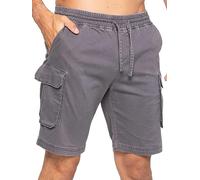 989Zé ENZO Herren-Shorts, Cargohose, lässig, Baumwolle, Sommer, Stretch-Shorts, normale Passform mit Taschen, grau, L
