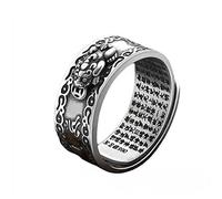 99 Silber Feng Shui Pixiu Mantra Ring Buddhistisches Glück Amulett Mantra Doppelter Schutz Reichtum Liebe Gesundheit Ring Geschenk für Männer Frauen,Silver female1