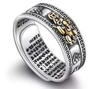 99 Silber Pixiu Buddhistischen Herz Sutra Ring für Männer Frauen Feng Shui Ring Öffnung Einstellbar Mantra Amulett Schutz Reichtum Luck Ring Geschenk