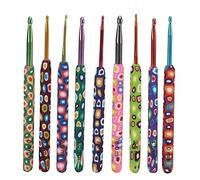 9PCS Häkelhaken Set, Aluminium Häkelnadeln in 2.0-6.0mm, Bunte ergonomische Griffe - Stressabbau, Anfängerfreundlich, vielseitig einsetzbar