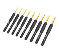 9Pcs Häkeln Haken Pullover Nähgarn Schwarz Griff