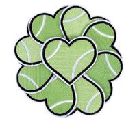 9stk Aufbügler-Patches mit Tennisbällen in Herzform, Sport-Stickerei-Patch mit Herzform Aufbügler Aufnäh-Patches mit Tennisbällen Stoff-Applikations-Patch für Kleidung Sporttrikots Mützen