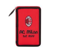 A.C. Milan - Federmäppchen mit 3 Fächern und enthaltenen Materialien, Polyester, Rot