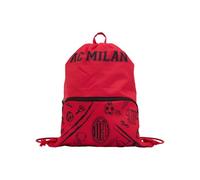 A.C. Milan Sportbeutel mit Außentasche, Turnbeutel mit Logo, Sporttasche, offizielles Produkt, Rot, 17 l