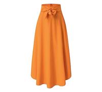 A Line Rock Damen Lang - Stufenrock Damen Lang - Festliche Schleife Maxirock Abendrock Elegant High Waist Swing Rock Sommer Rockabilly Rock Maxi Strandrock Abend Sommerrock Cocktail Röcke Party