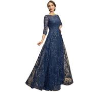 A-Linie Abendkleid mit U-Ausschnitt und Illusions-Ausschnitt, Elegante hübsche Damenkleider, Spitze, Pailletten, Kleider for die Brautmutter Für Hochzeiten(16)