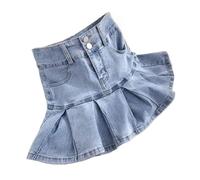 A-Linie Falten-Minirock, Damen-Jeans-Kurzrock mit hoher Taille für Damen(Color1,XXL)