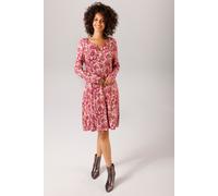 A-Linien-Kleid ANISTON CASUAL, Damen, Gr. 38, N-Gr, Langarm, Single Jersey, rosa (rosa, rot, malve, ocker, oliv, grün, weiß), Single Jersey, Obermaterial: 95% Viskose, 5% Elasthan, bedruckt, geblümt,