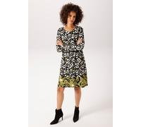 A-Linien-Kleid ANISTON CASUAL, Damen, Gr. 40, N-Gr, bunt (schwarz, weiß, moosgrün), Milano Rib, Obermaterial: 85% Viskose, 10% Polyester, 5% Elasthan. Besatz: 95% Polyester, 5% Elasthan, bedruckt, geb