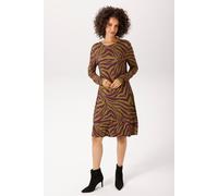 A-Linien-Kleid ANISTON CASUAL, Damen, Gr. 42, N-Gr, moosgrün, lila, Jersey, Obermaterial: 95% Viskose, 5% Elasthan, bedruckt, gemustert, A-Linie kniefrei, Rundhals, Kleider, mit extravagantem Zebra-Mu