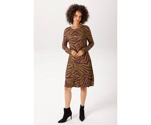 A-Linien-Kleid ANISTON CASUAL, Damen, Gr. 42, N-Gr, moosgrün, lila, Jersey, Obermaterial: 95% Viskose, 5% Elasthan, bedruckt, gemustert, A-Linie kniefrei, Rundhals, Kleider, mit extravagantem Zebra-Mu