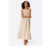 A-Linien-Kleid CASUAL LOOKS "Sommer-Kleid", Damen, Gr. 52, Normalgrößen, sand, 95% Polyester, 5% Elasthan, unifarben, wadenlang, Rundhals, Kleider (33289906-52) sand