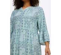Sheego A-Linien-Kleid mit Stufenvolants 46 ecru-topas-bedruckt