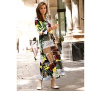 A-Linien-Kleid INSPIRATIONEN "Druck-Kleid", Damen, Gr. 22, Kurzgrößen, schwarz, camel, bedruckt, 100% Viskose, gemustert, mehrfarbig, lang, V-Ausschnitt, Kleider (75021612-22) schwarz, camel, bedruckt