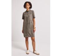 A-Linien-Kleid STREET ONE, Damen, Gr. 44, EURO-Größen, braun (bark braun), Lederoptik (PU beschichtet), 90% Polyester, 10% Elasthan, unifarben, normal knielang, V-Ausschnitt, abgesteppt, Kleider, knie