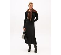 Tommy Hilfiger Damen Bodycon Kleid Rib Flare Midi mit U-Boot-Ausschnitt, Schwarz (Black), XXXL