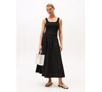 Tommy Hilfiger Damen Kleid Rib Midi Mix Fit & Flare, Schwarz (Black), 3XL