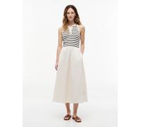 A-Linien-Kleid TOMMY HILFIGER "GOLD BUTTON POPLIN MIX DRESS", Damen, Gr. M (40), N-Gr, breton stp calico, schwarz night navy, Web, Obermaterial: 97% Baumwolle, 3% Elasthan, gestreift, tailliert lang,