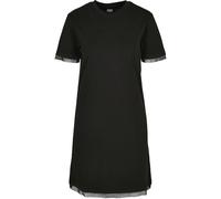 A-Linien-Kleid URBAN CLASSICS "Urban Classics Damen Ladies Boxy Lace Hem Tee Dress", Damen, Gr. S, US-Größen, schwarz, 100% Baumwolle, unifarben, loose fit, Rundhals, Kleider (89567037-S) schwarz