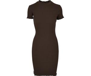 A-Linien-Kleid URBAN CLASSICS "Urban Classics Damen Ladies Rib Tee Dress", Damen, Gr. 4XL, US-Größen, braun, 97% Baumwolle, 3% Elasthan, unifarben, slim fit, Rundhals, Kleider (86490160-4XL) braun