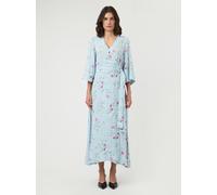 A-Linien-Kleid Y.A.S "YASSAVANNA 3/4 WRAP LONG DRESS S. NOOS", Damen, Gr. XXL, N-Gr, skyway aop:botalia, Web, Obermaterial: 100% Viskose, bedruckt, lang, V-Ausschnitt, Kleider, Sommerkleid aus Viskose