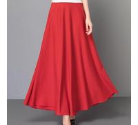 A-Linien-Rock mit hoher Taille für Damen aus Polyester mit plissierter Konstruktion und uneingeschränkter Bewegungsfreiheit (2XL Rot)