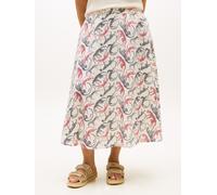 A-Linien-Rock TOMMY HILFIGER CURVE "CRV ESS LINEN FLARE SKIRT", Damen, Gr. 52, leopard baroque rwb, Web, Obermaterial: 100% Leinen, bedruckt, relaxed fit ca. Mitte Wade, Röcke A-Linien-Rock, in großen